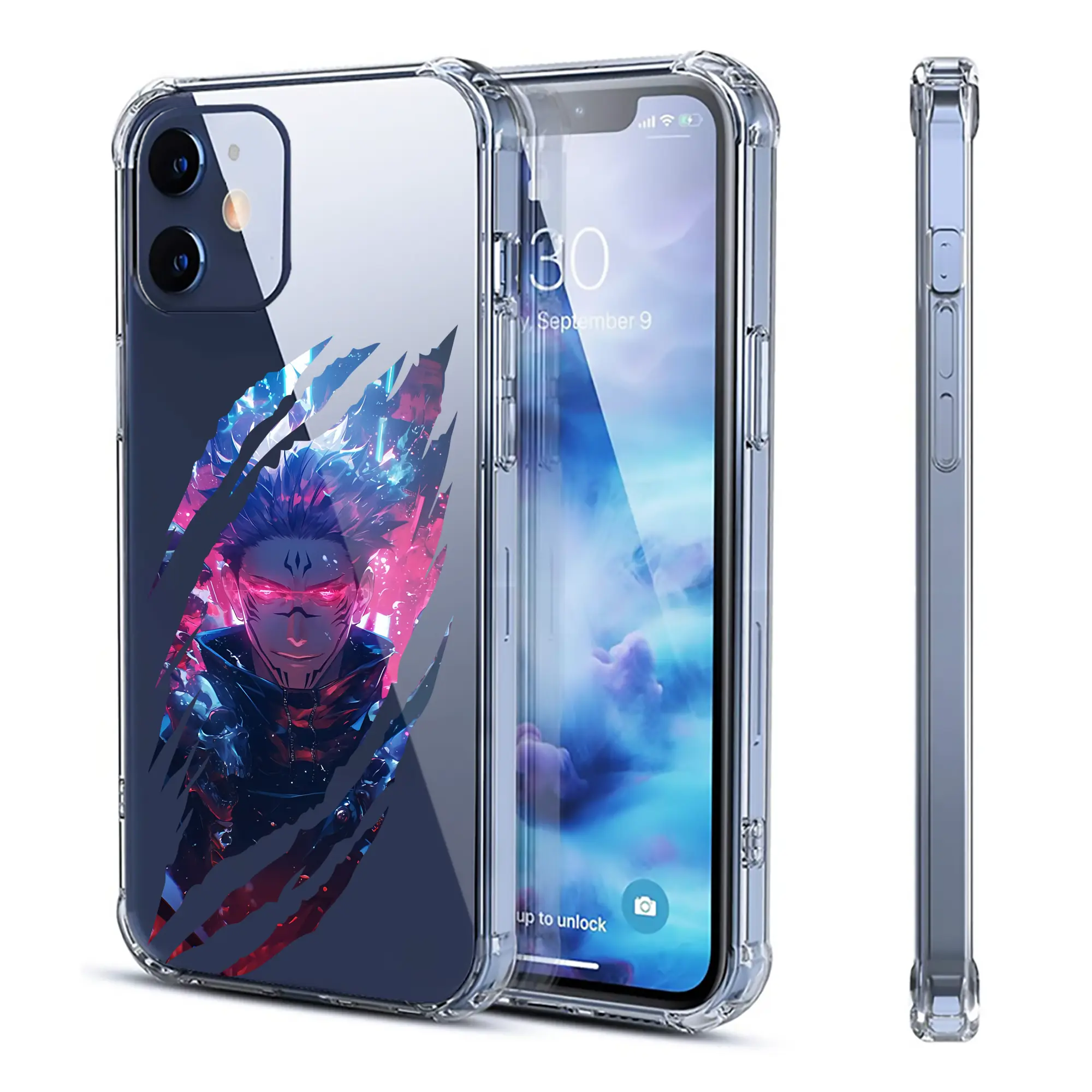 呪術廻戦 グッズ,両面宿儺 - IPhone 12シリーズ対応 ・ 透明スマホケース ・ クリアソフトケース ・ TPU素材 ・ 耐衝撃 ・ 高密着 ・ 防汚 防指紋 ・ 簡単着脱